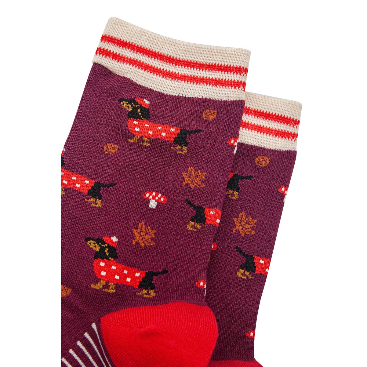 Women's Bamboo Socks - Sausage Dogs Toadstools