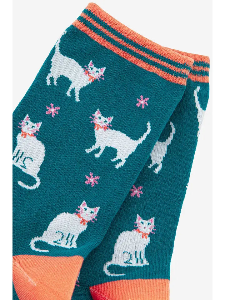 Women's Bamboo Socks - White Cat