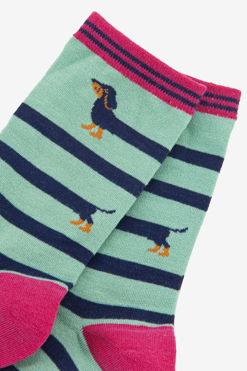 Women's Bamboo Socks - Winding Sausage Dog