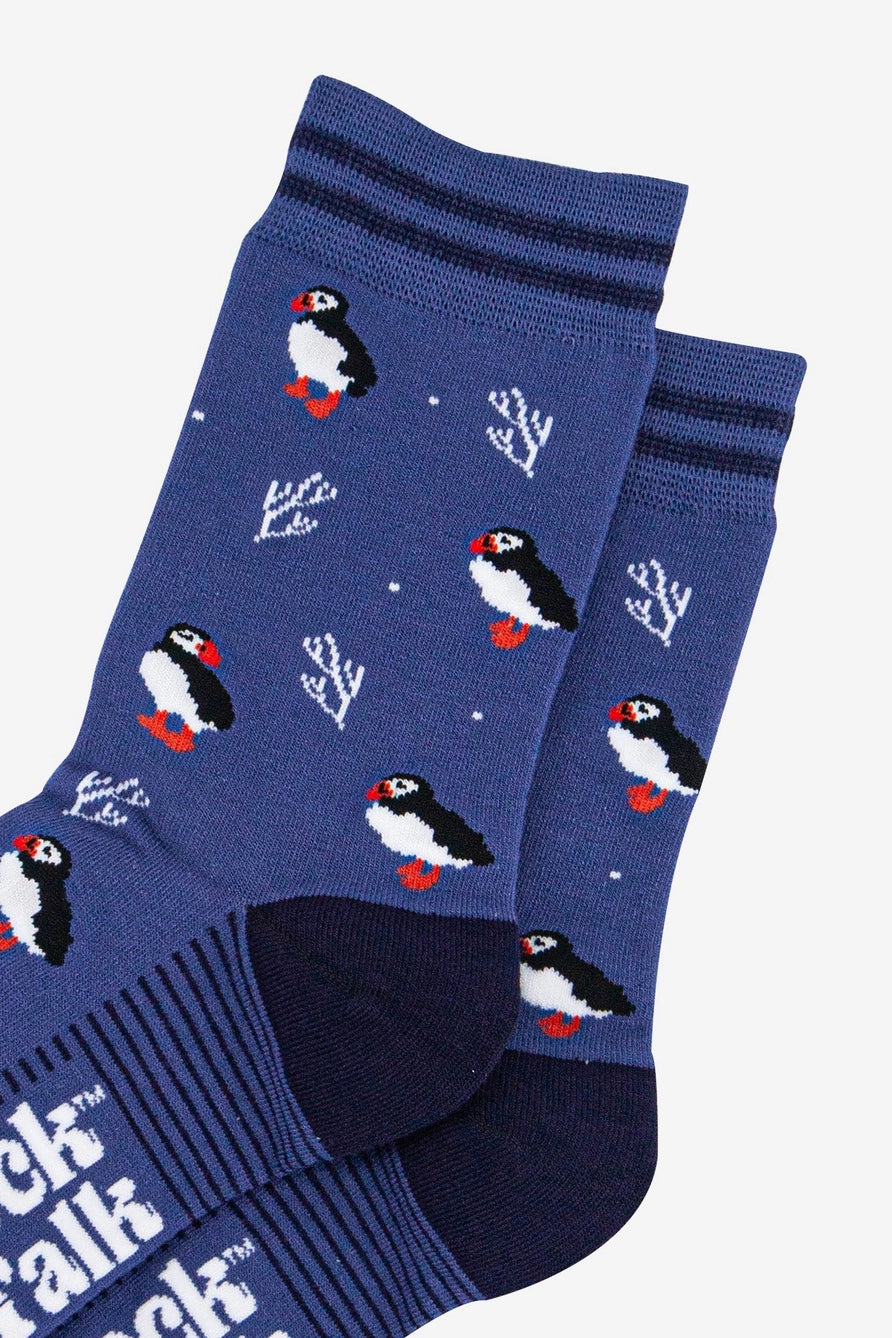 Women's Bamboo Socks - Puffins and Coral