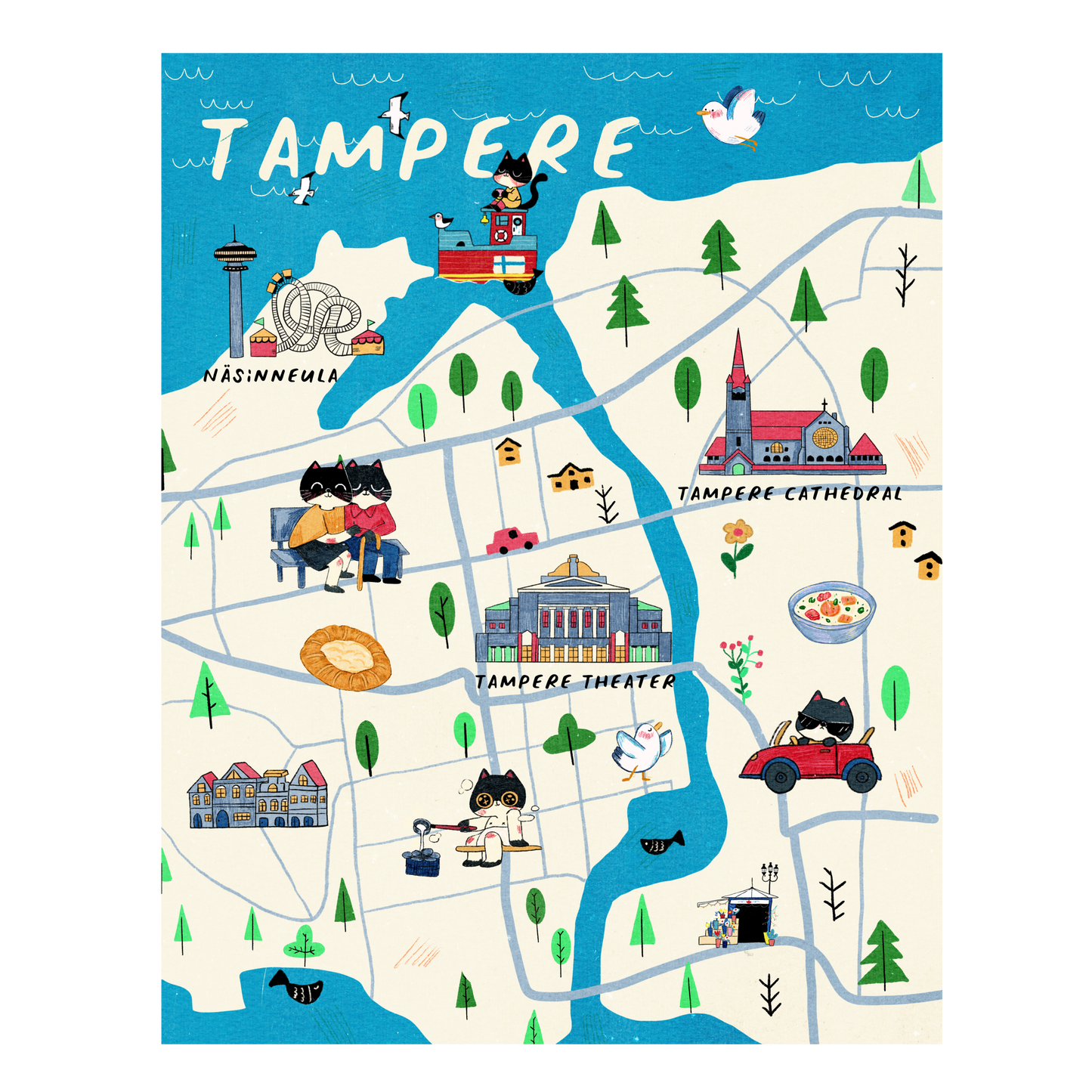 Tampere Map Postcard
