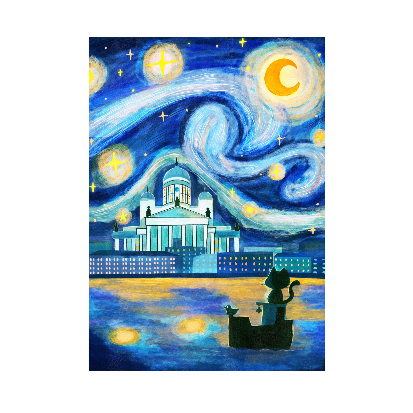 A Starry Night in Helsinki Art Print