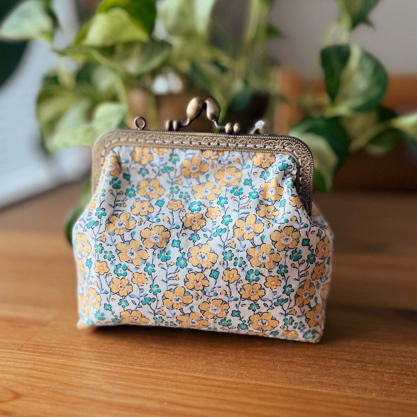 Floral Delight Handcrafted Pouch - Yellow Mini Floral