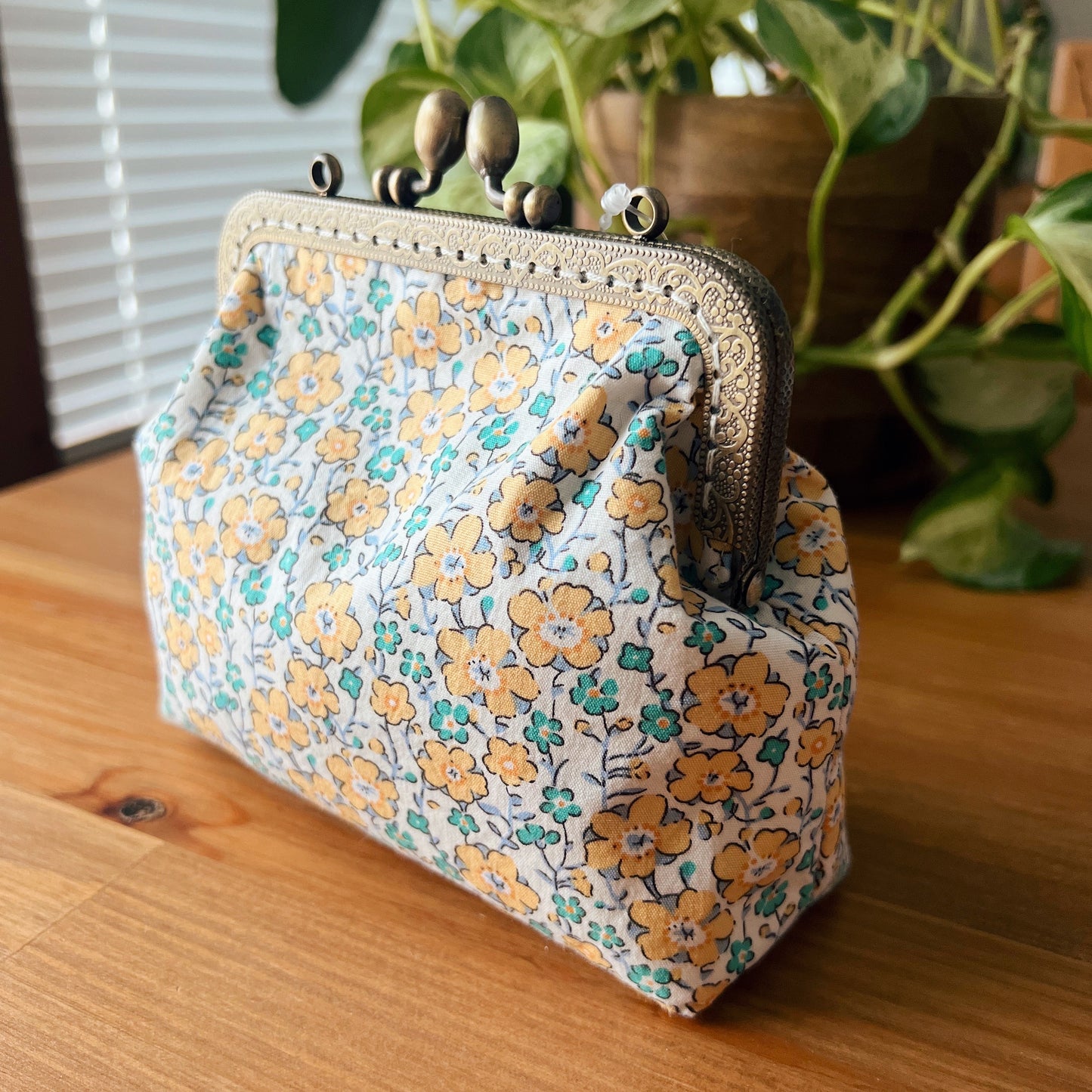 Floral Delight Handcrafted Pouch - Yellow Mini Floral