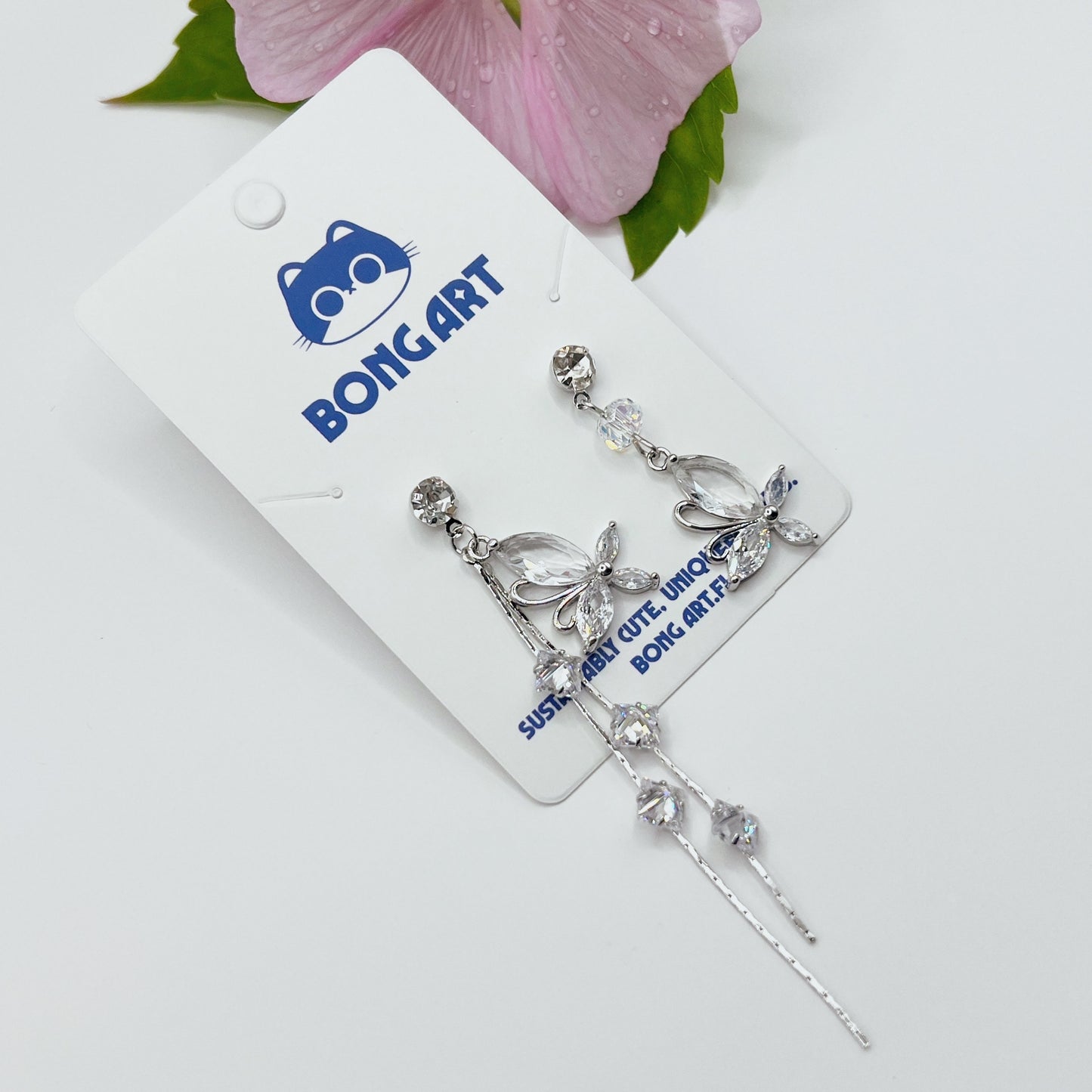Crystal Butterfly Drops Earrings