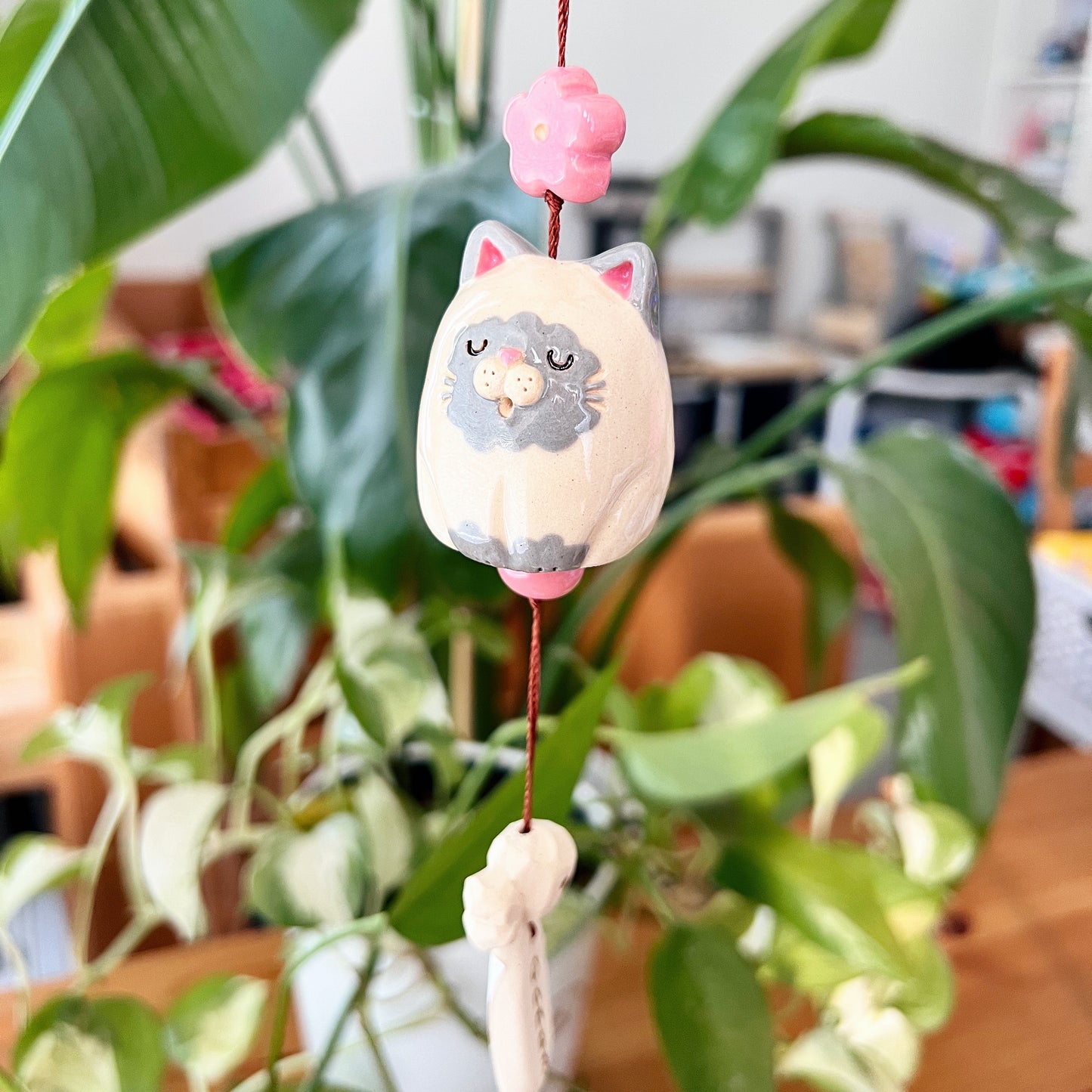 Handmade Ceramic Cat Wind Chime - Onnea