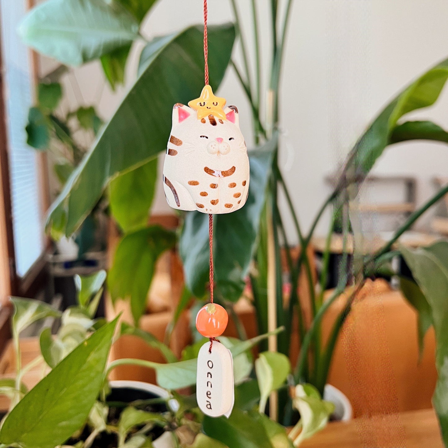 Handmade Ceramic Cat Wind Chime - Onnea