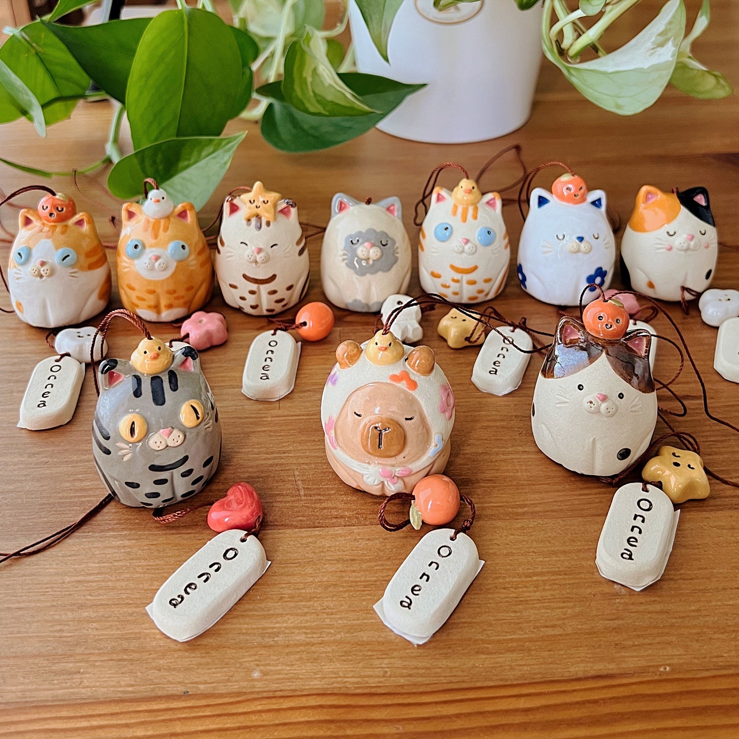 Handmade Ceramic Cat Wind Chime - Onnea