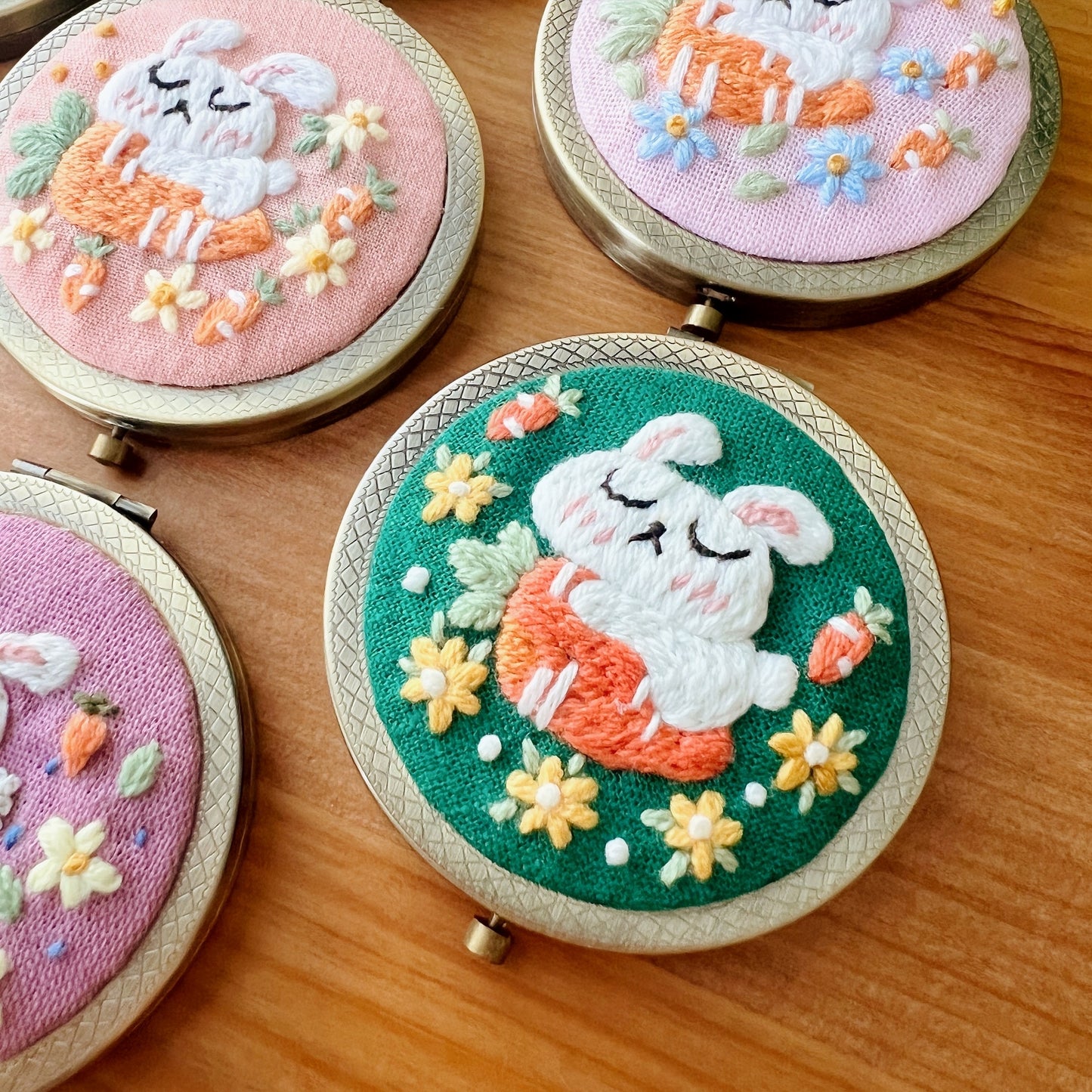 Bunny Whisper - Hand Embroidered Mirror