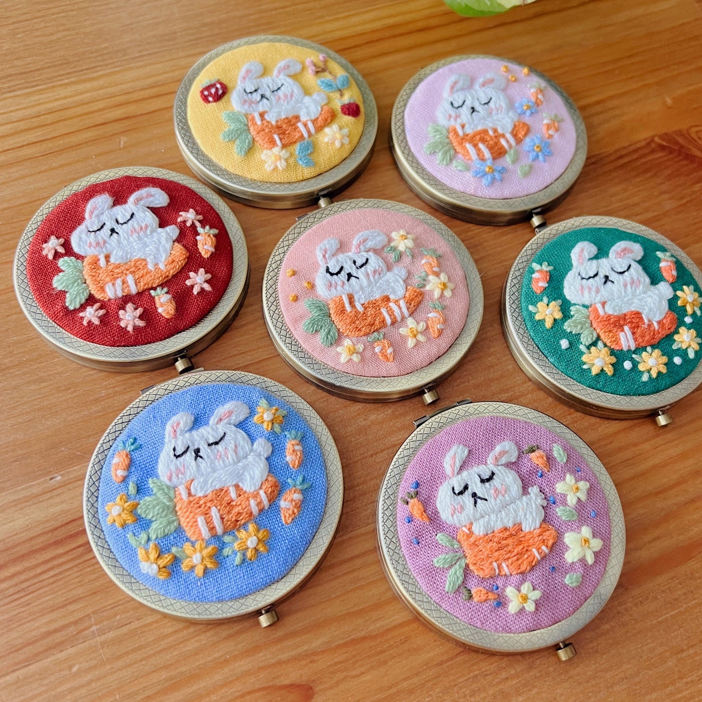 Bunny Whisper - Hand Embroidered Mirror