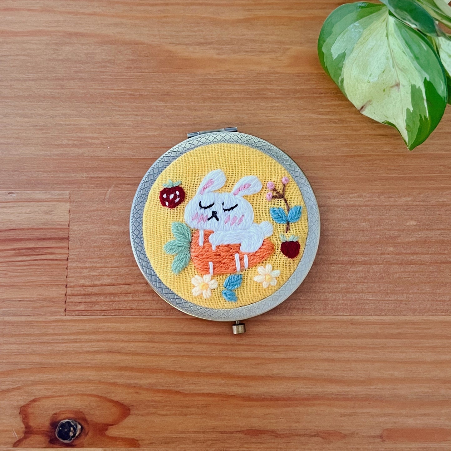 Bunny Whisper - Hand Embroidered Mirror