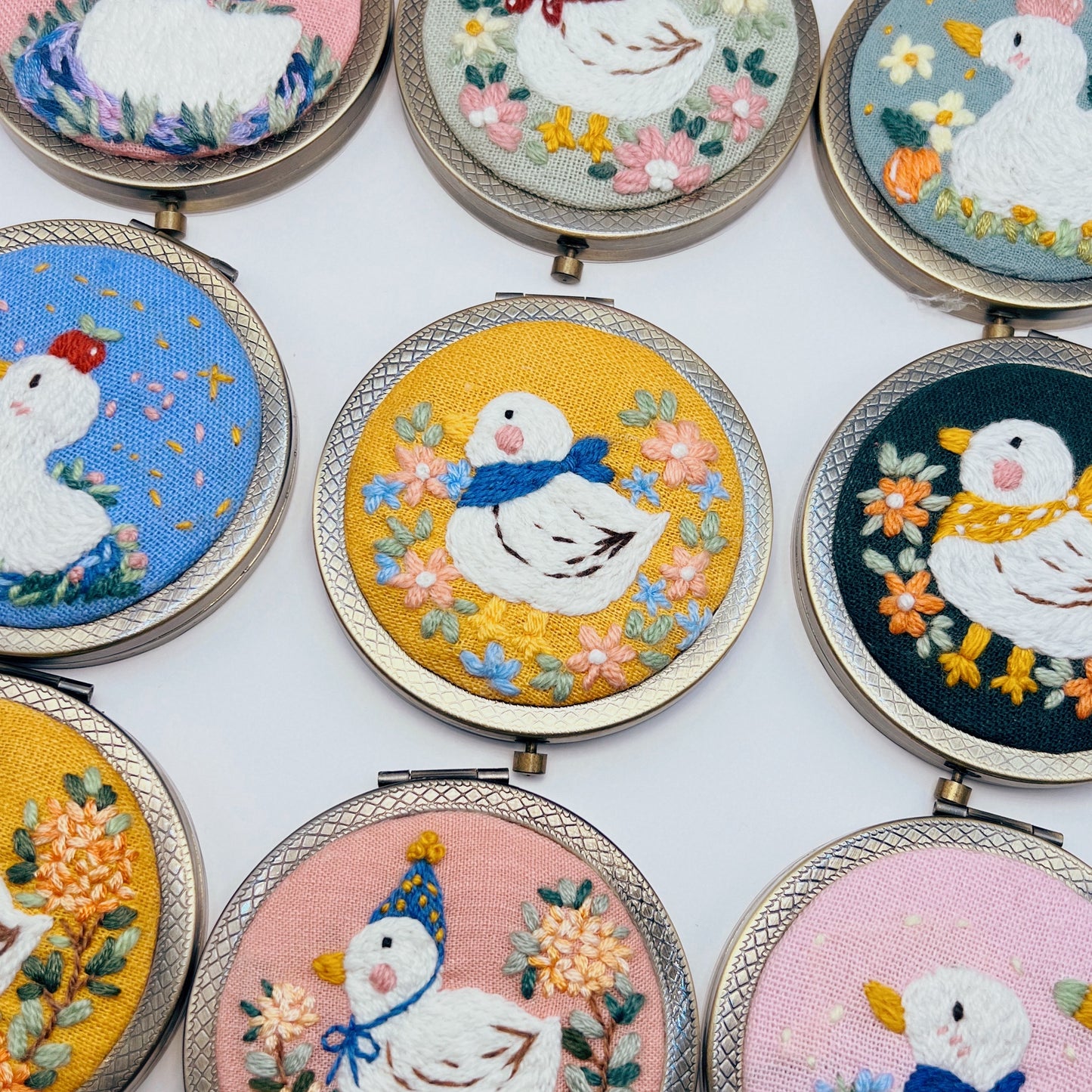 Dreaming Ducks - Hand Embroidered Mirror