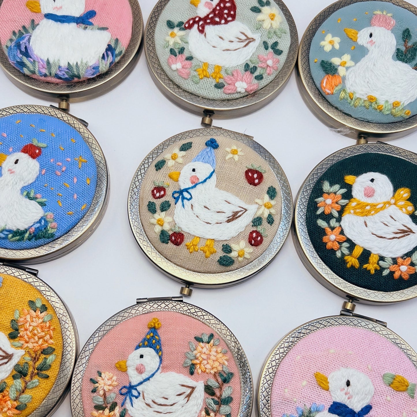 Dreaming Ducks - Hand Embroidered Mirror