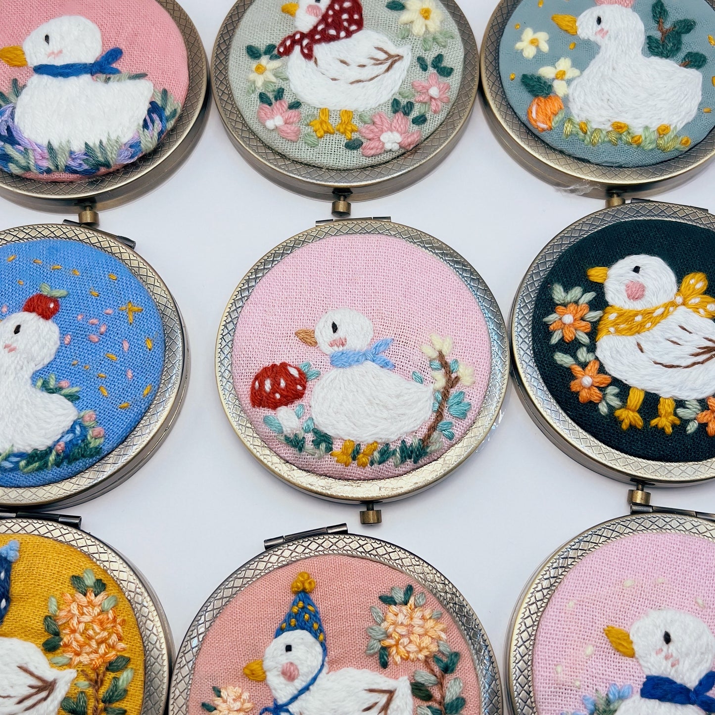 Dreaming Ducks - Hand Embroidered Mirror