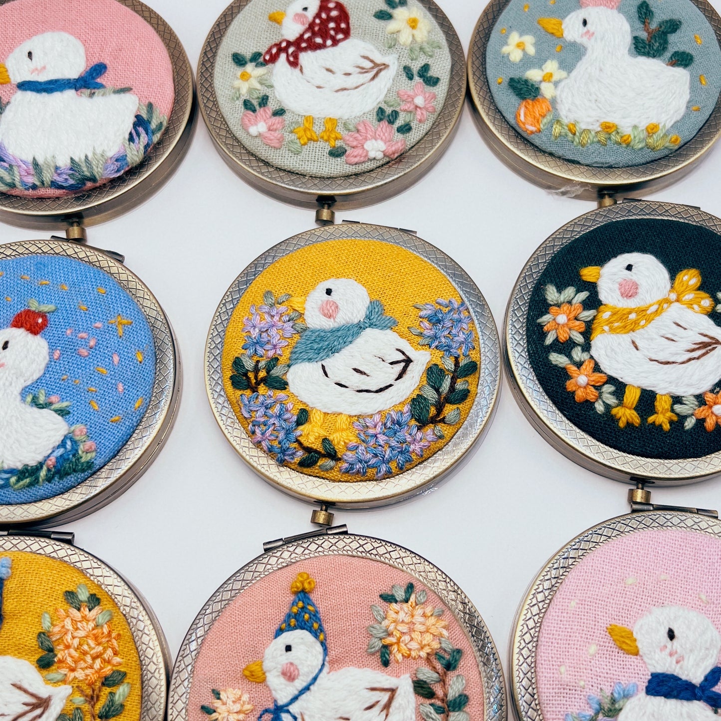 Dreaming Ducks - Hand Embroidered Mirror