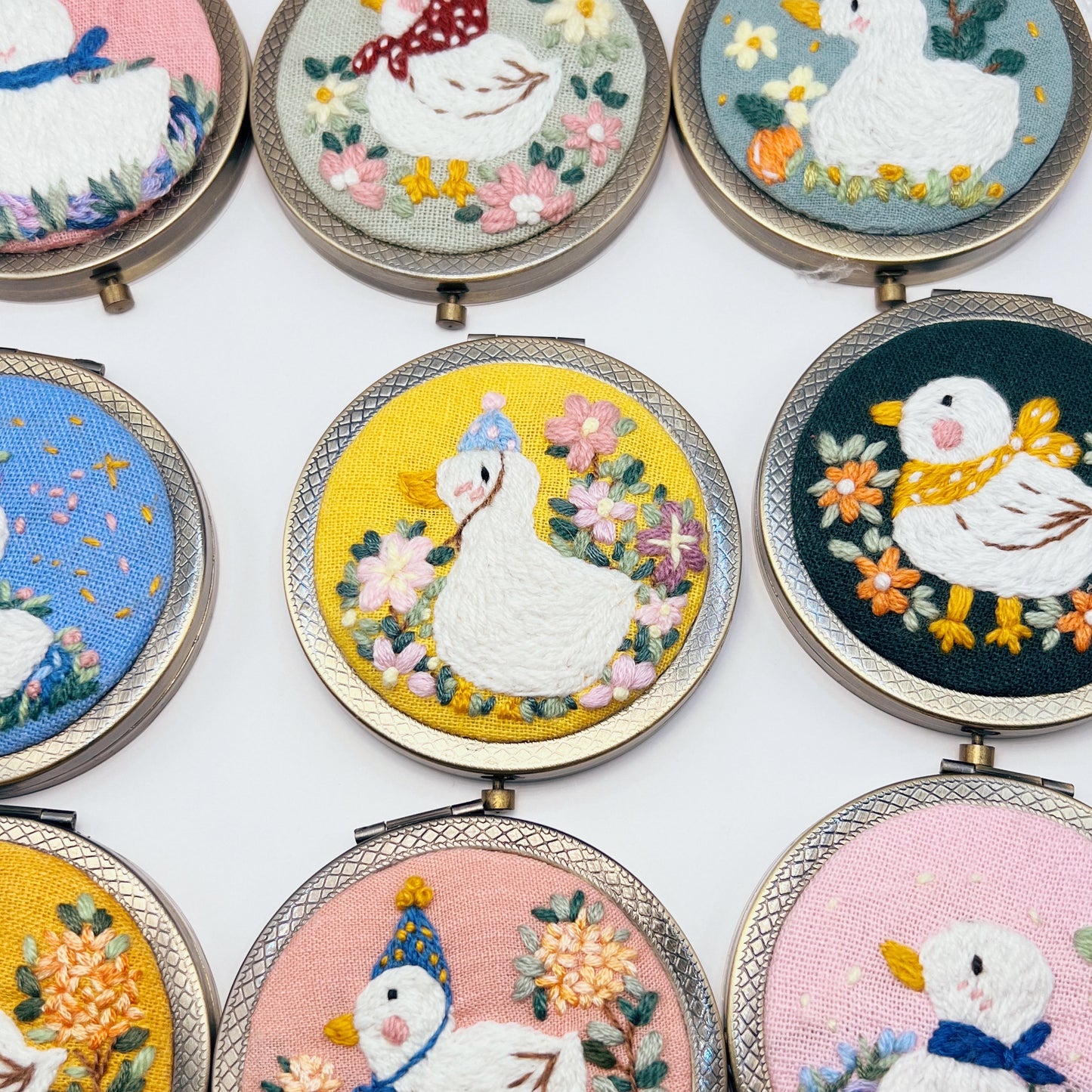 Dreaming Ducks - Hand Embroidered Mirror