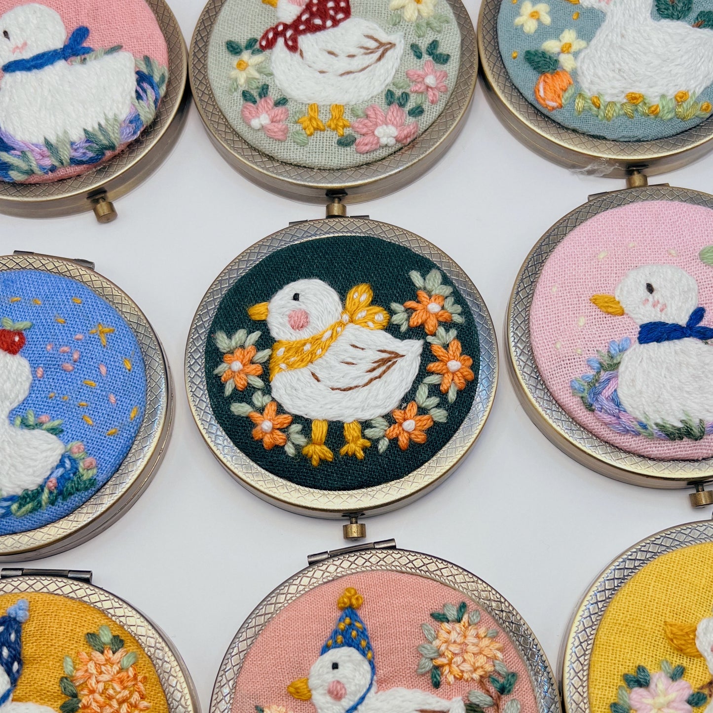 Dreaming Ducks - Hand Embroidered Mirror