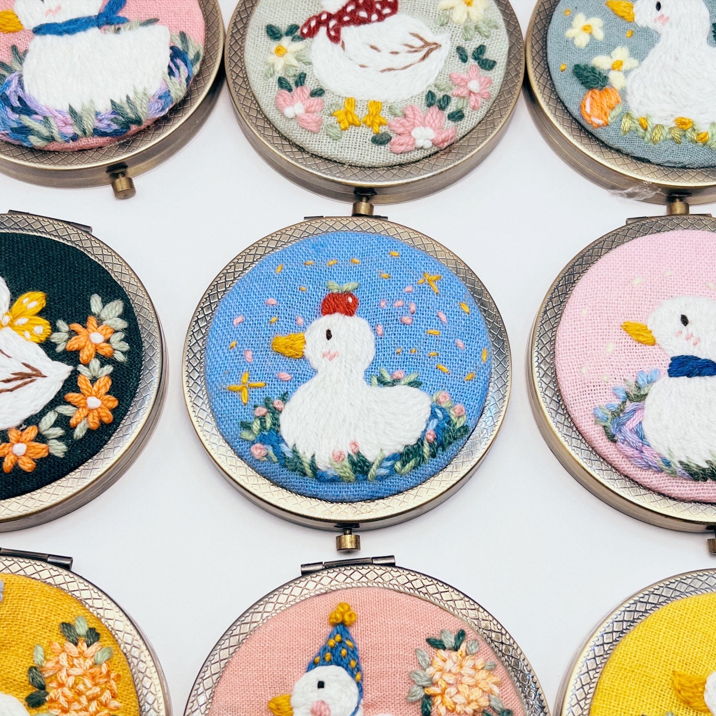 Dreaming Ducks - Hand Embroidered Mirror