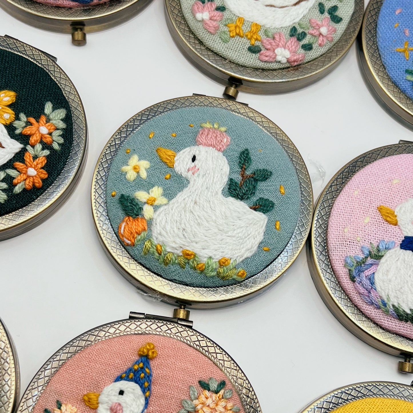 Dreaming Ducks - Hand Embroidered Mirror