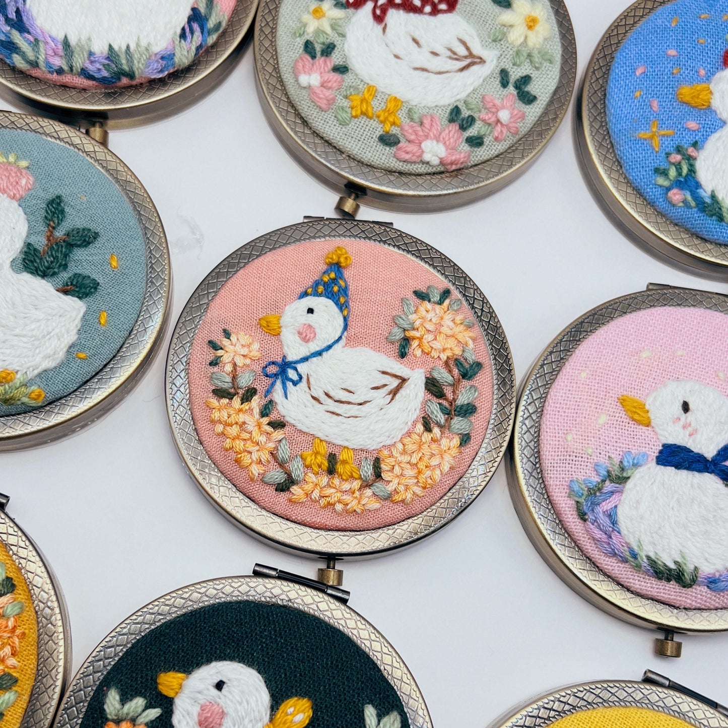 Dreaming Ducks - Hand Embroidered Mirror