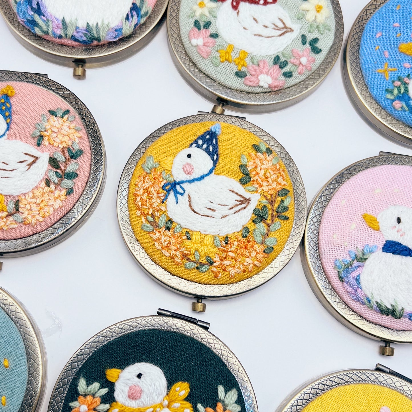Dreaming Ducks - Hand Embroidered Mirror