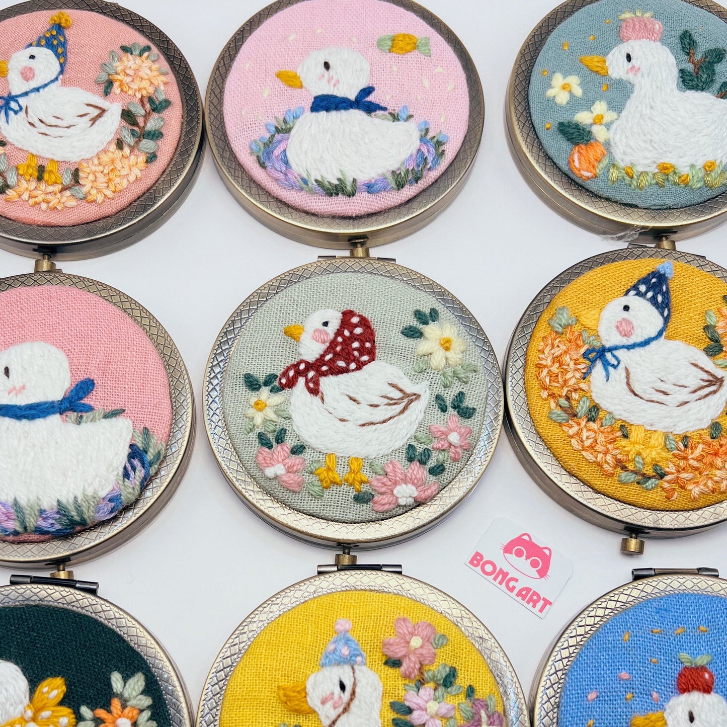Dreaming Ducks - Hand Embroidered Mirror