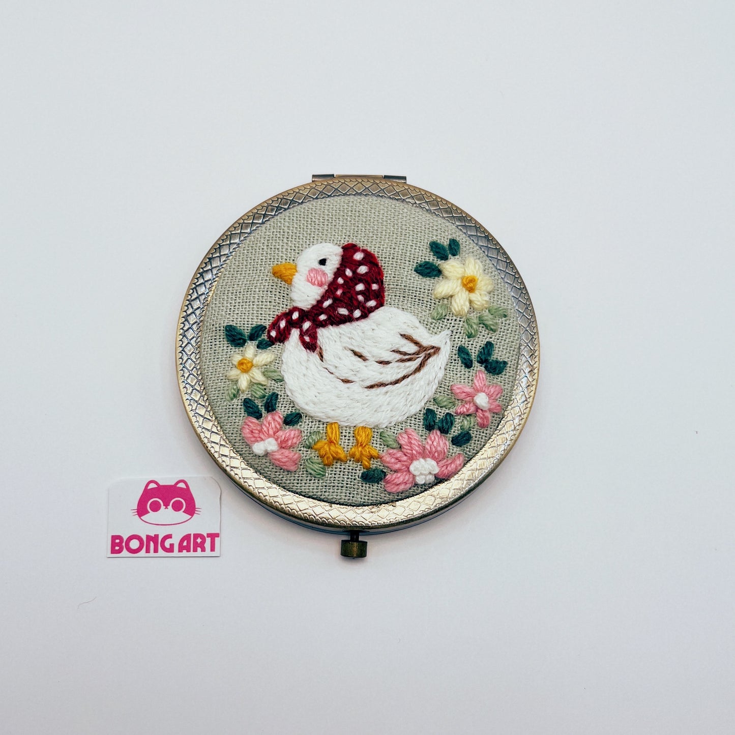 Dreaming Ducks - Hand Embroidered Mirror
