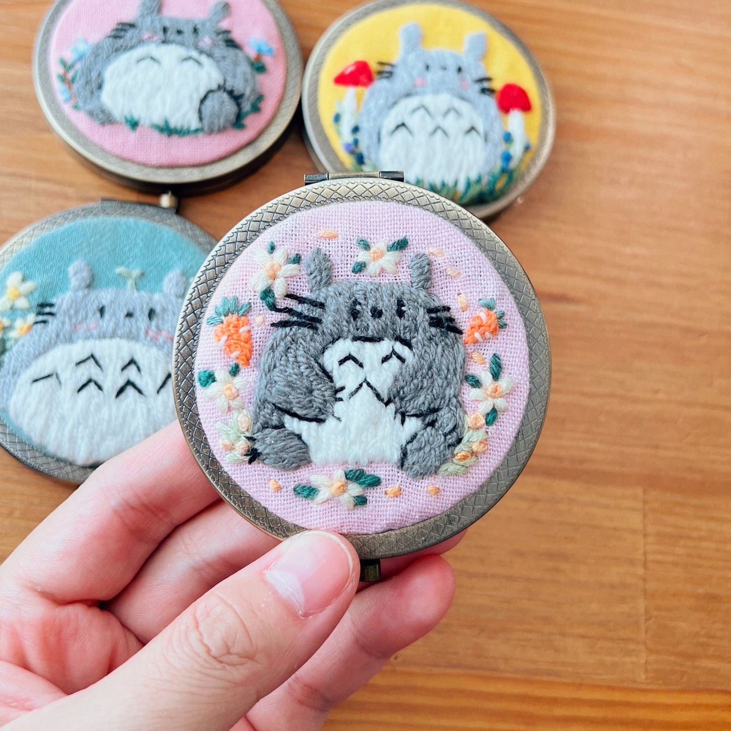 Totoro - Hand Embroidered Mirror