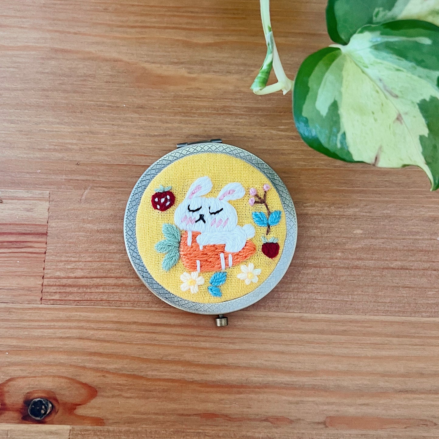 Bunny Whisper - Hand Embroidered Mirror