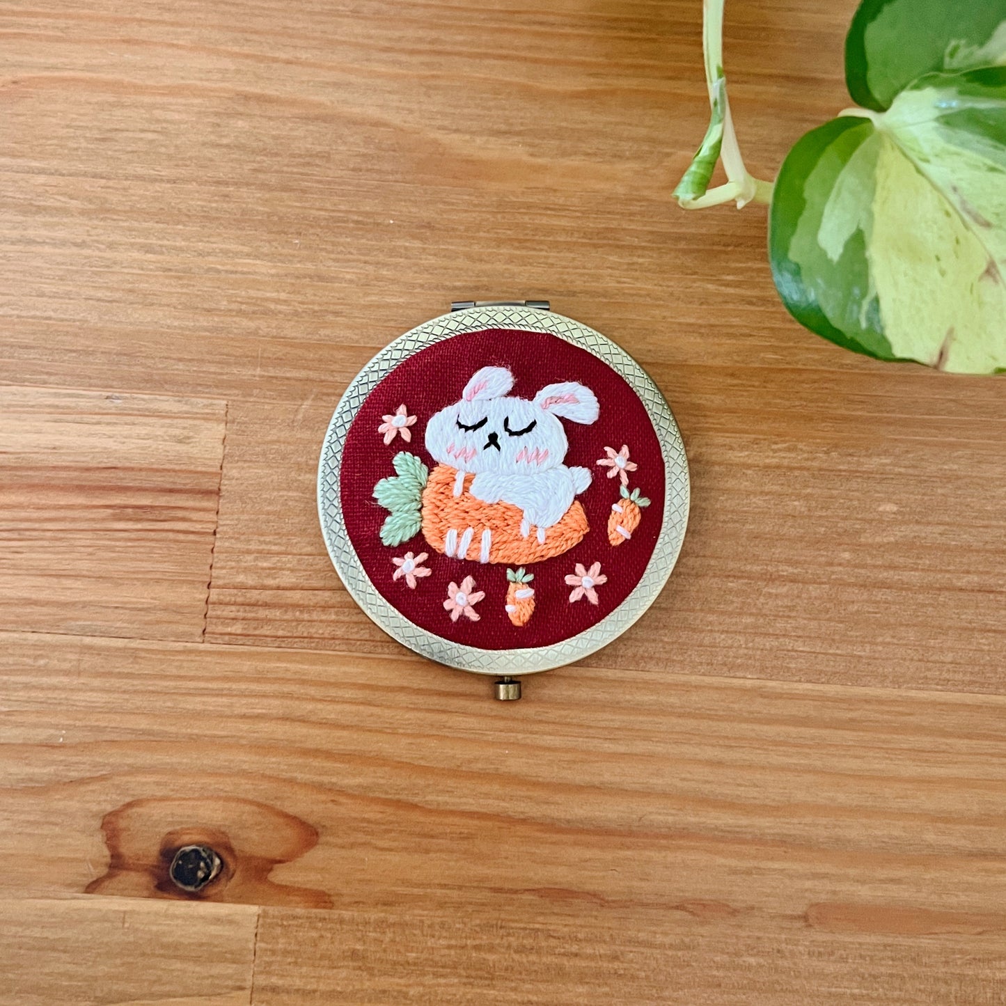 Bunny Whisper - Hand Embroidered Mirror