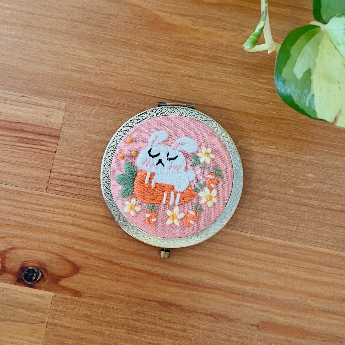 Bunny Whisper - Hand Embroidered Mirror