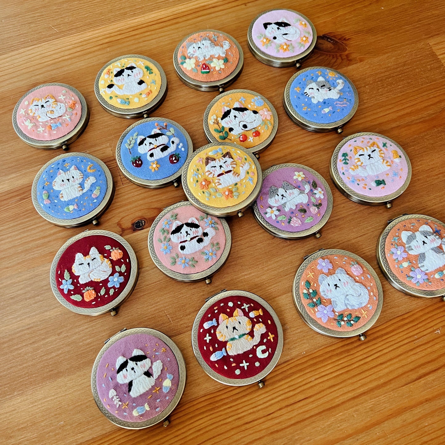 Dreaming Cats - Hand Embroidered Mirror