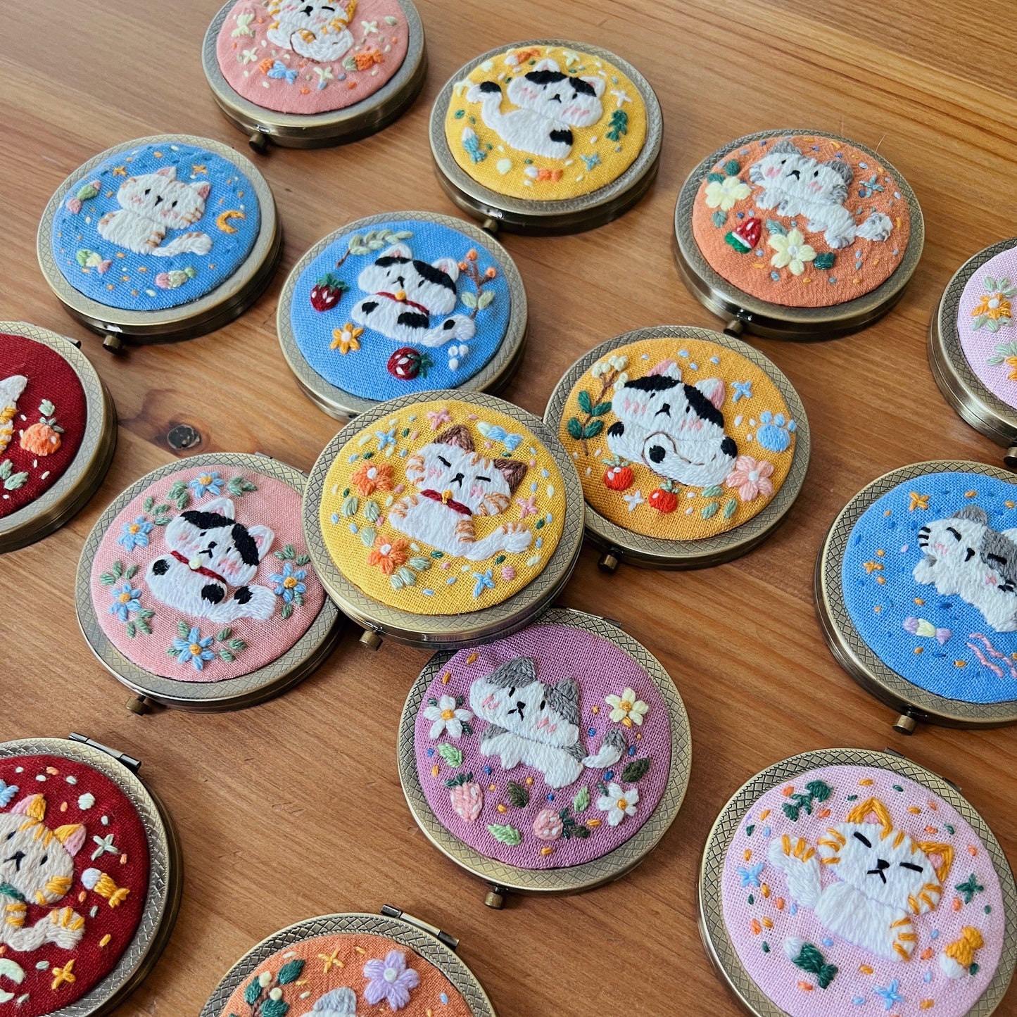 Dreaming Cats - Hand Embroidered Mirror