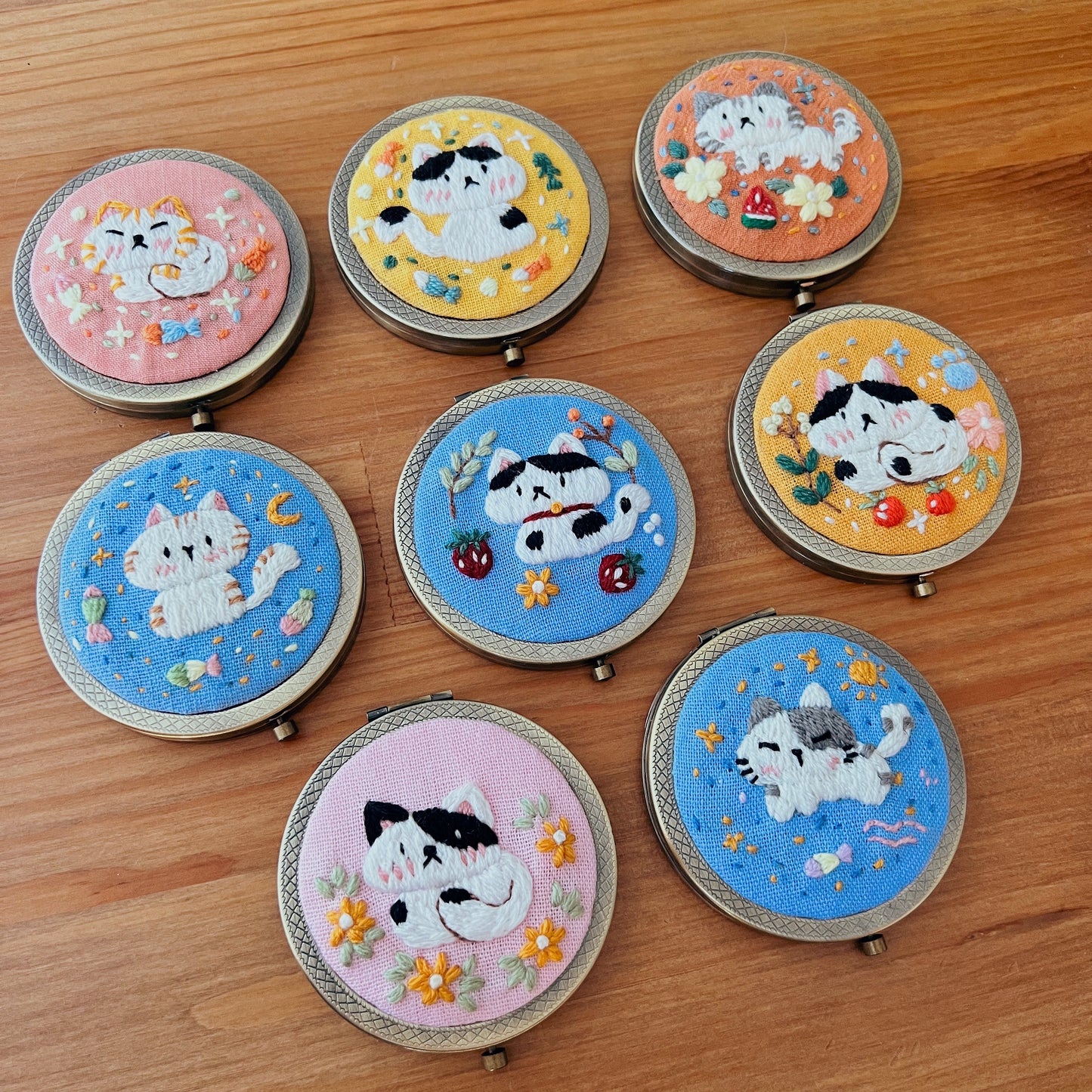 Dreaming Cats - Hand Embroidered Mirror