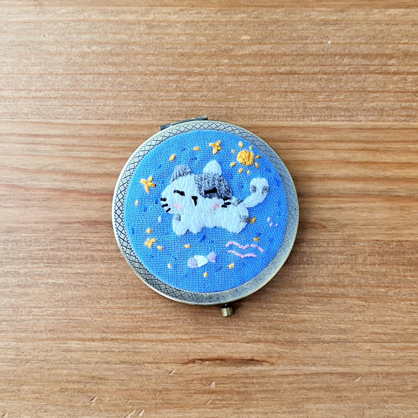 Dreaming Cats - Hand Embroidered Mirror