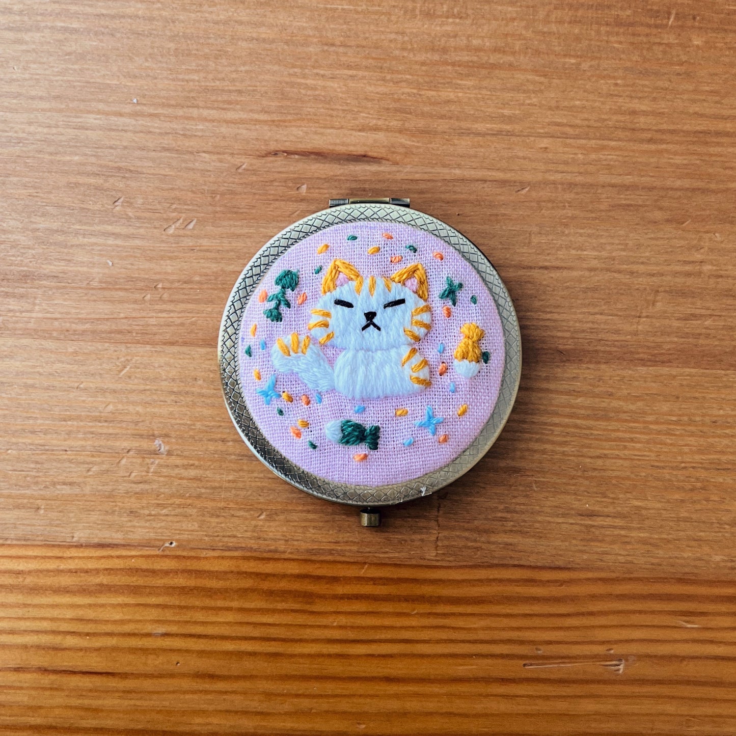 Dreaming Cats - Hand Embroidered Mirror