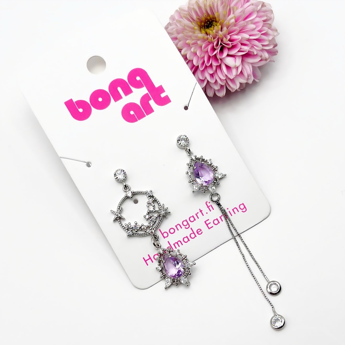 Glittering Tear Drop Dangles Earrings