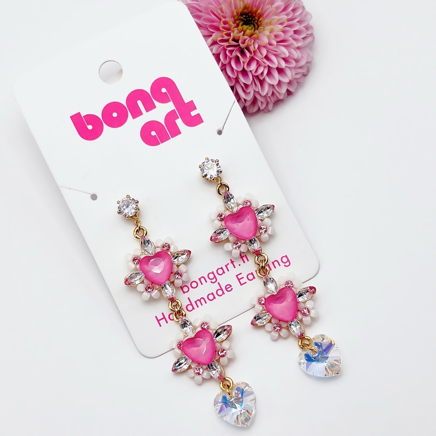 Radiant Pink Heart Earrings