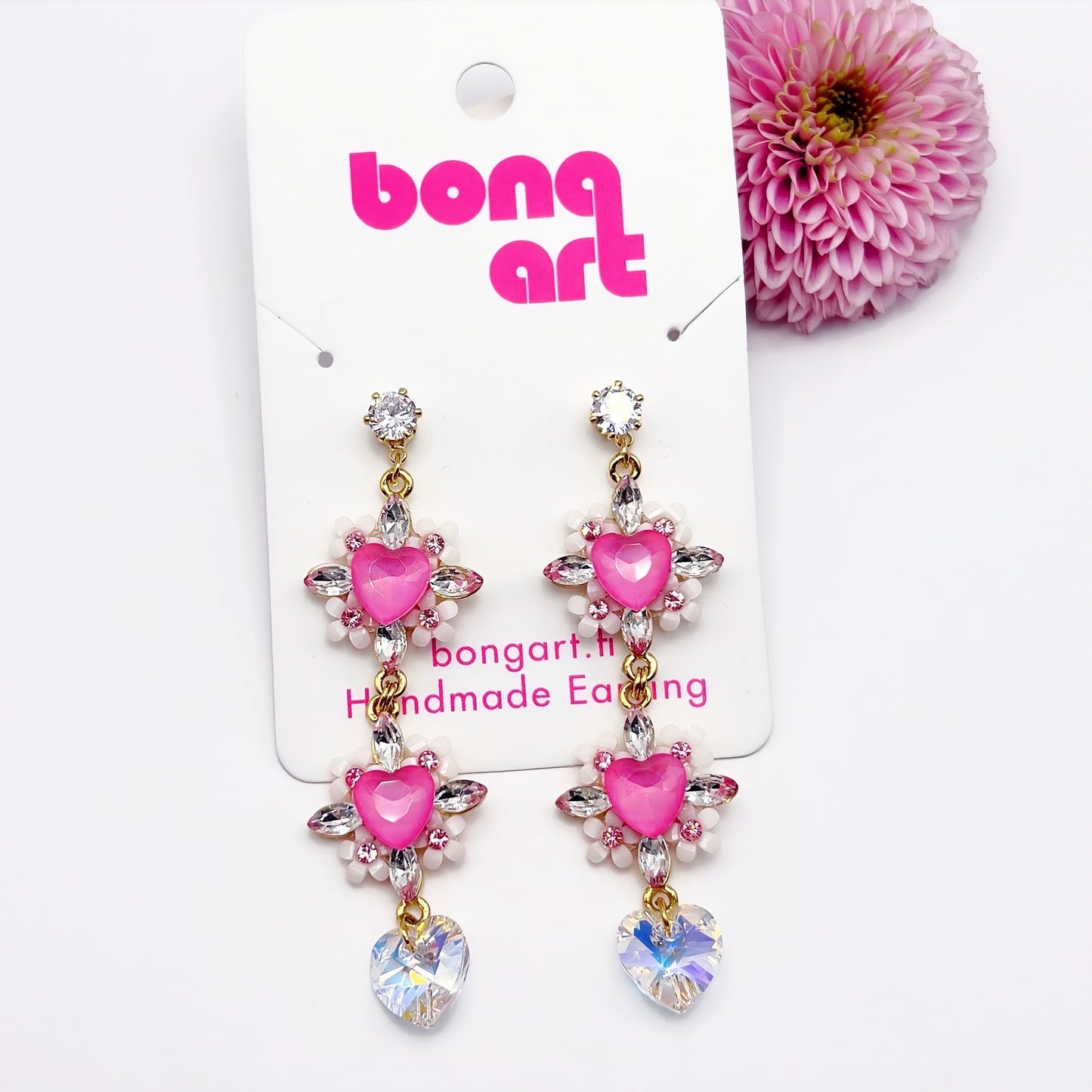 Radiant Pink Heart Earrings