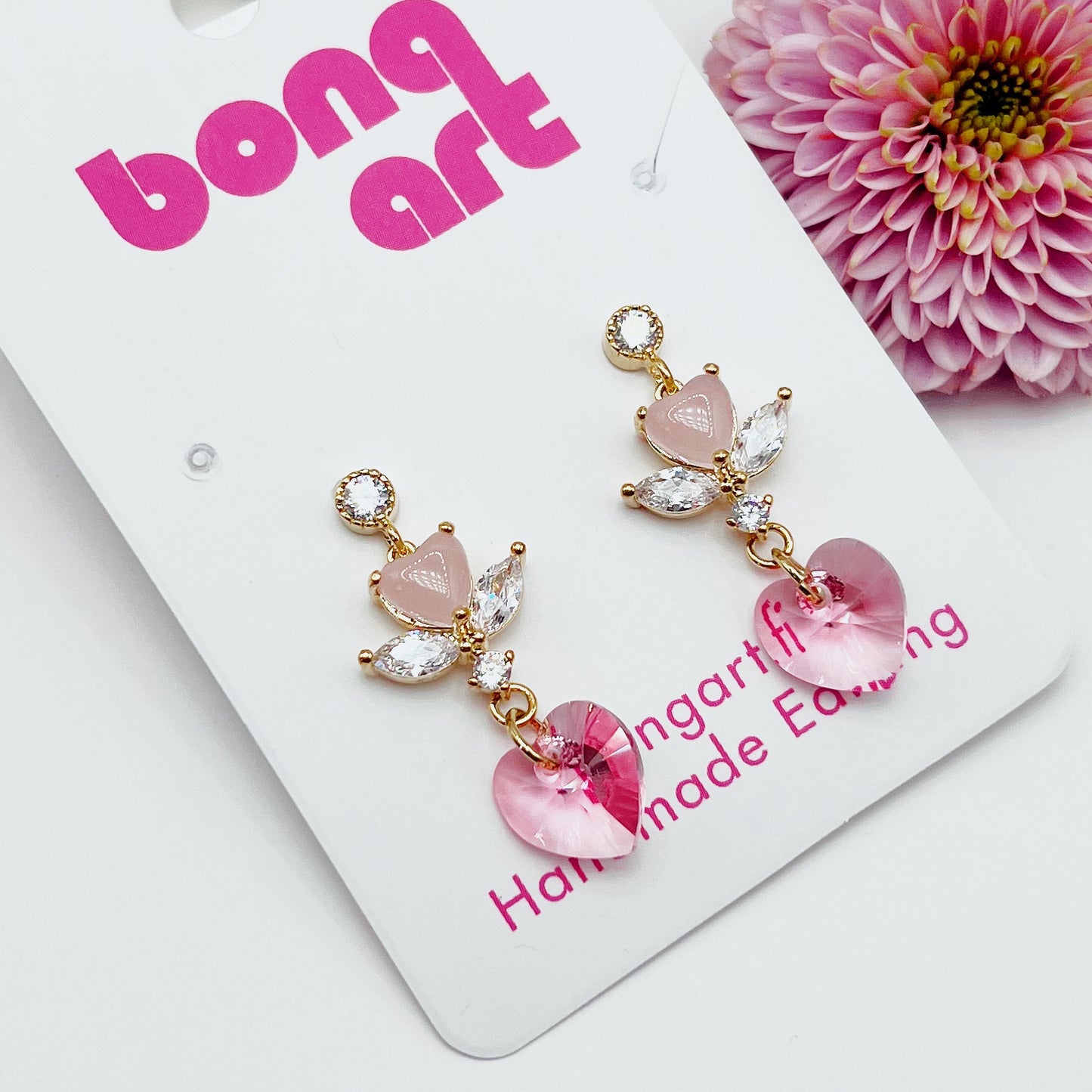 Swarovski Pink Heart Earrings