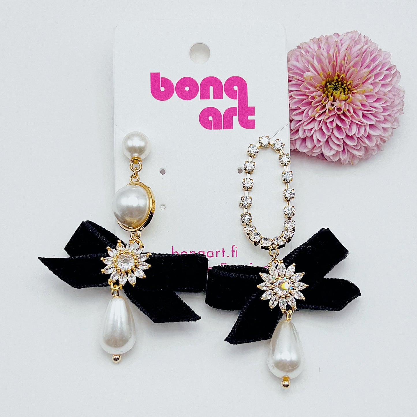 Velvet Bow Pearl Earrings