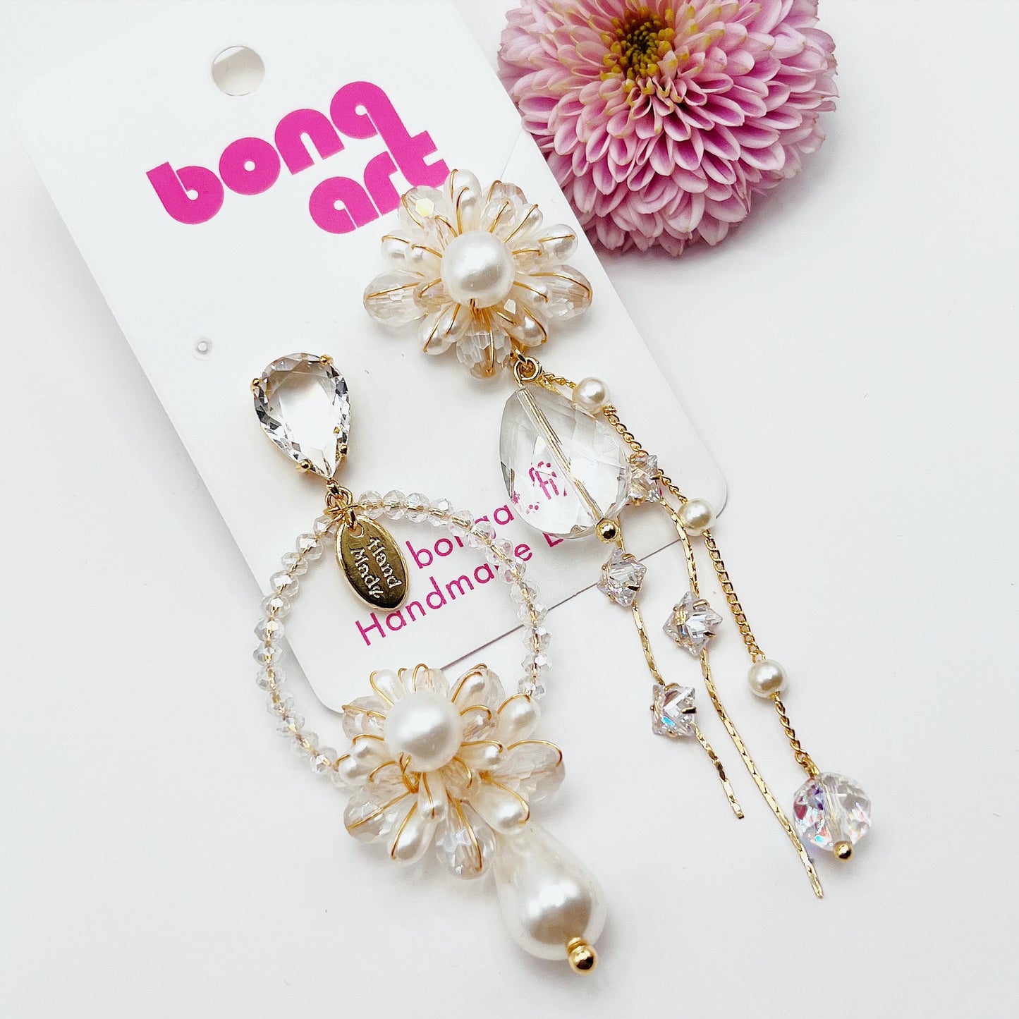 Luminous Gem Flower Earrings