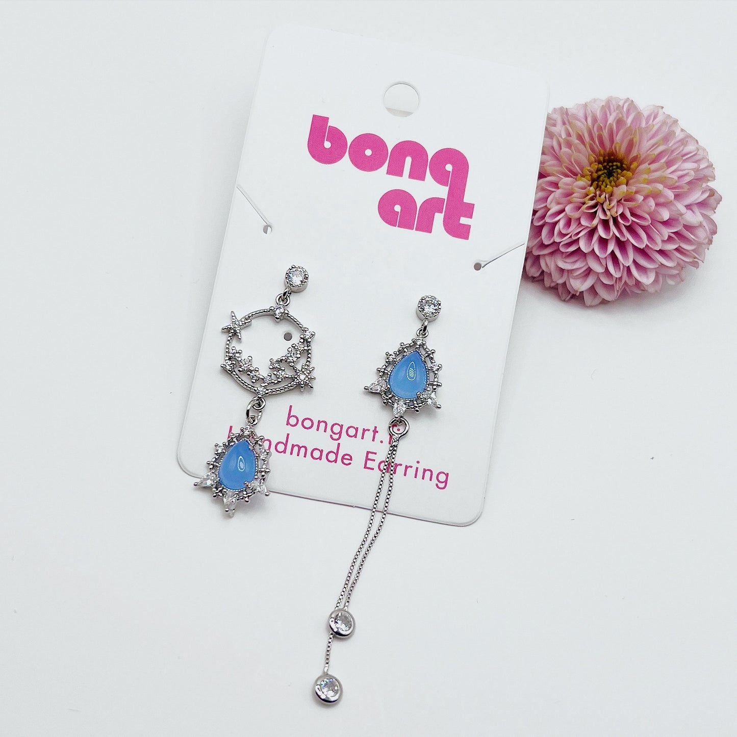 Glittering Tear Drop Dangles Earrings