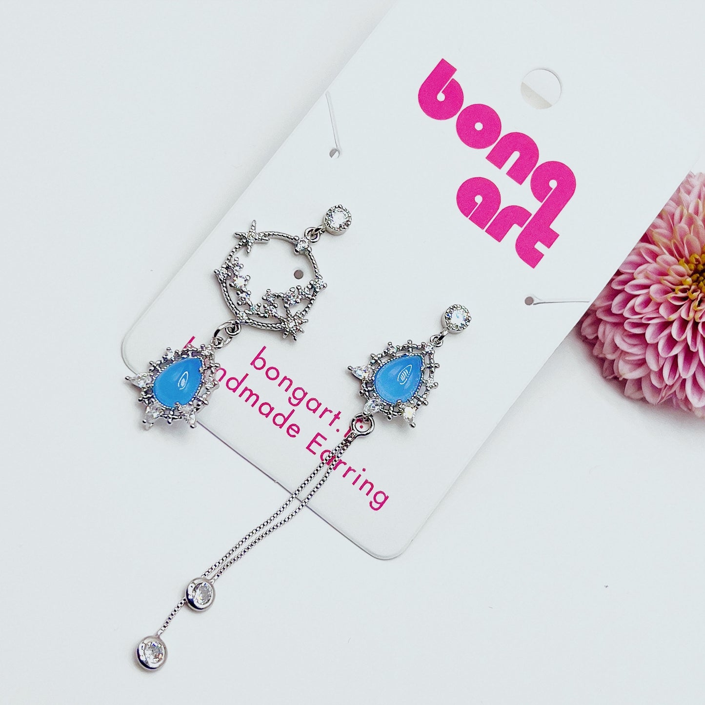 Glittering Tear Drop Dangles Earrings