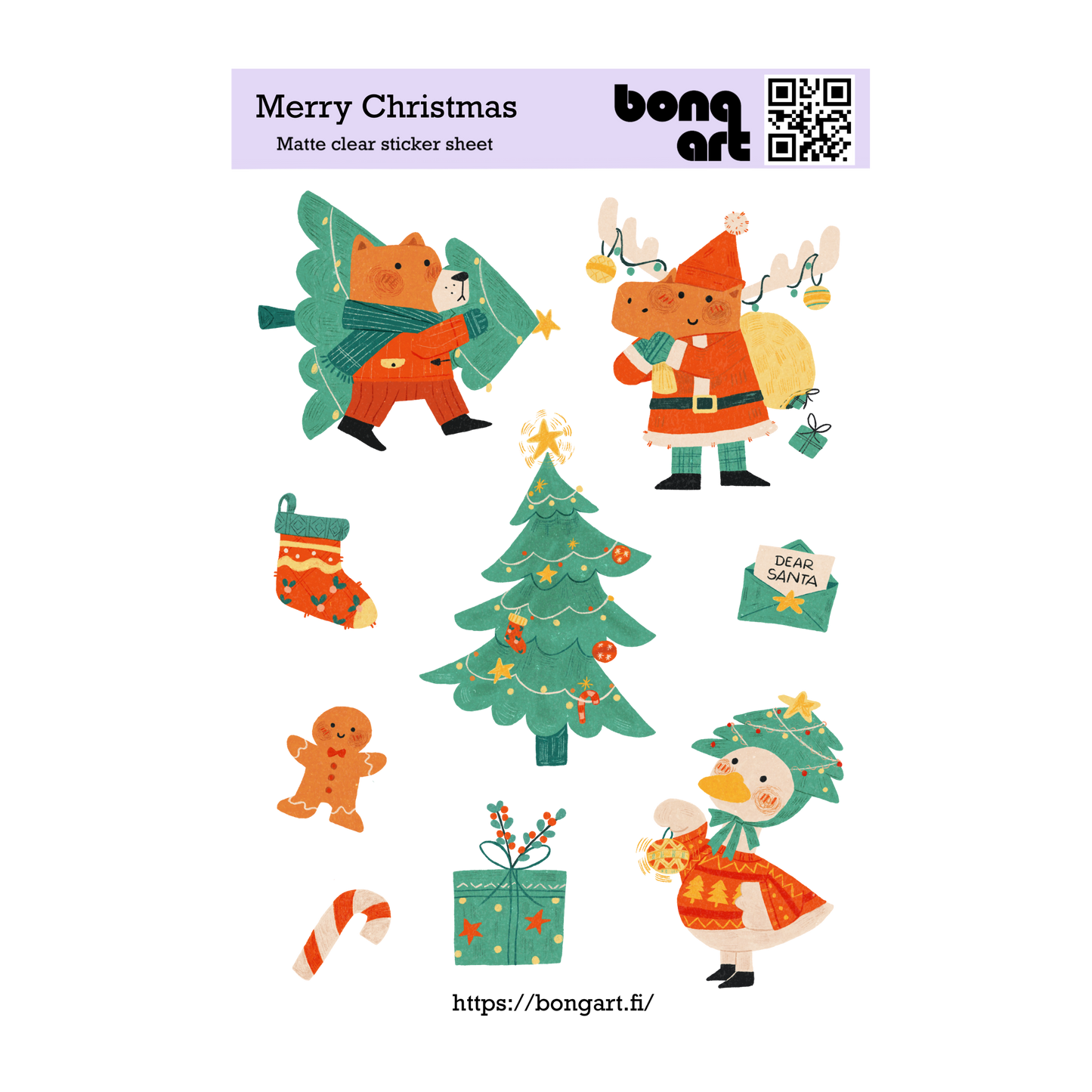 Merry Christmas | Waterproof Matte Clear Sticker Sheet