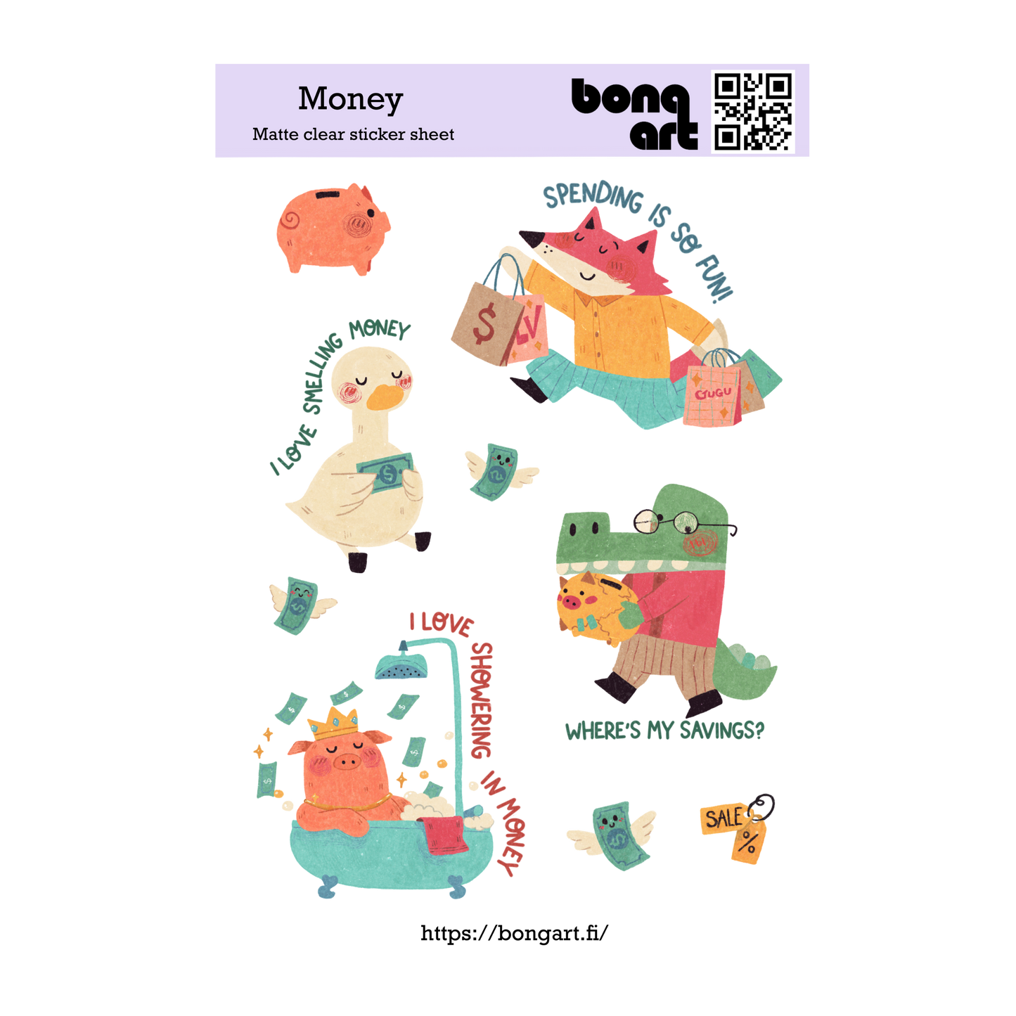 Money | Waterproof Matte Clear Sticker Sheet
