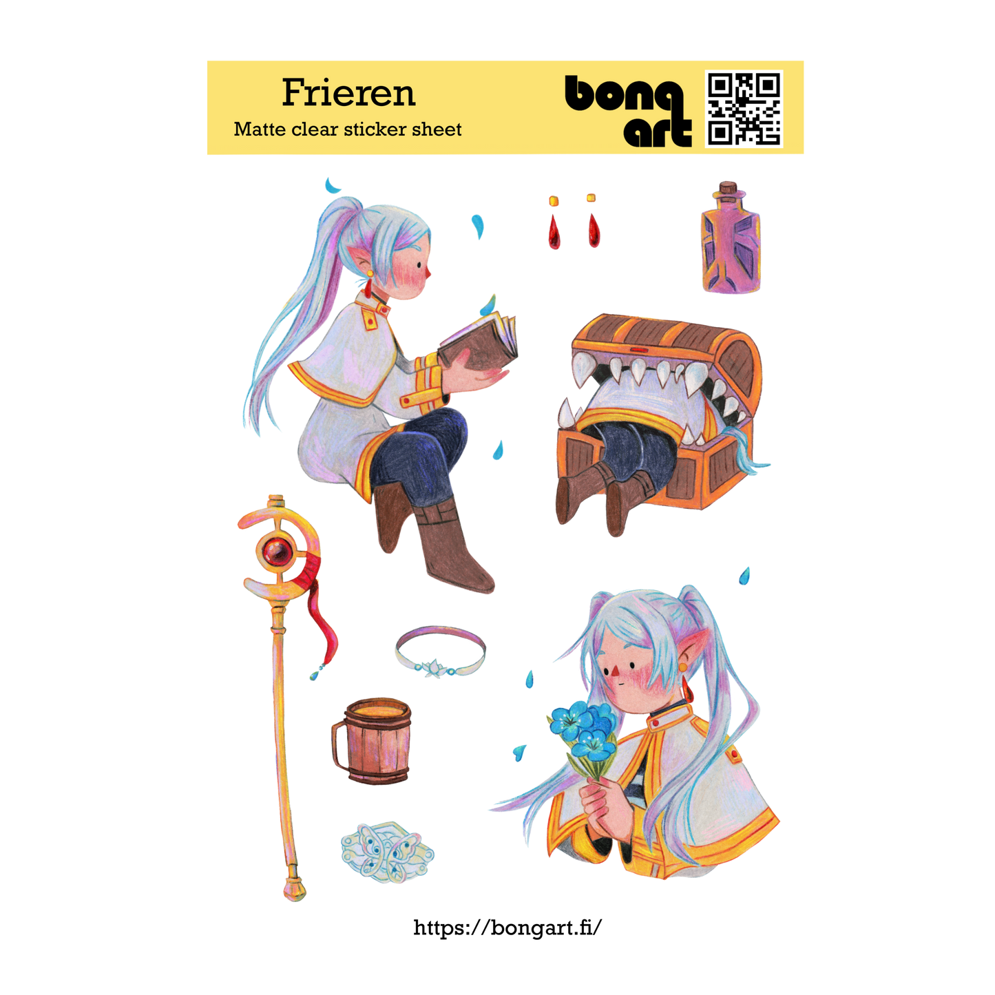 Frieren | Waterproof Matte Clear Sticker Sheet