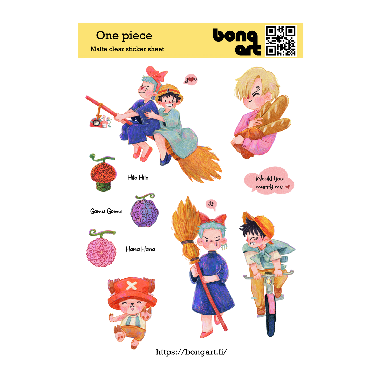 One Piece Fanart | Waterproof Matte Clear Sticker Sheet