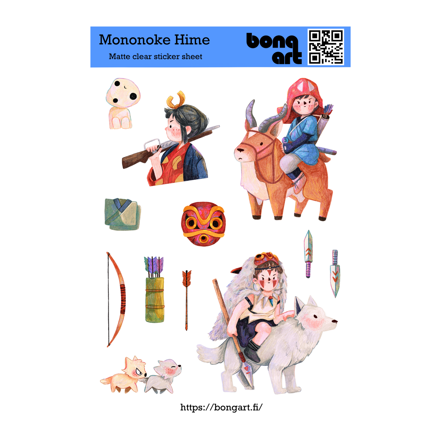 Princess Mononoke | Waterproof Matte Clear Sticker Sheet