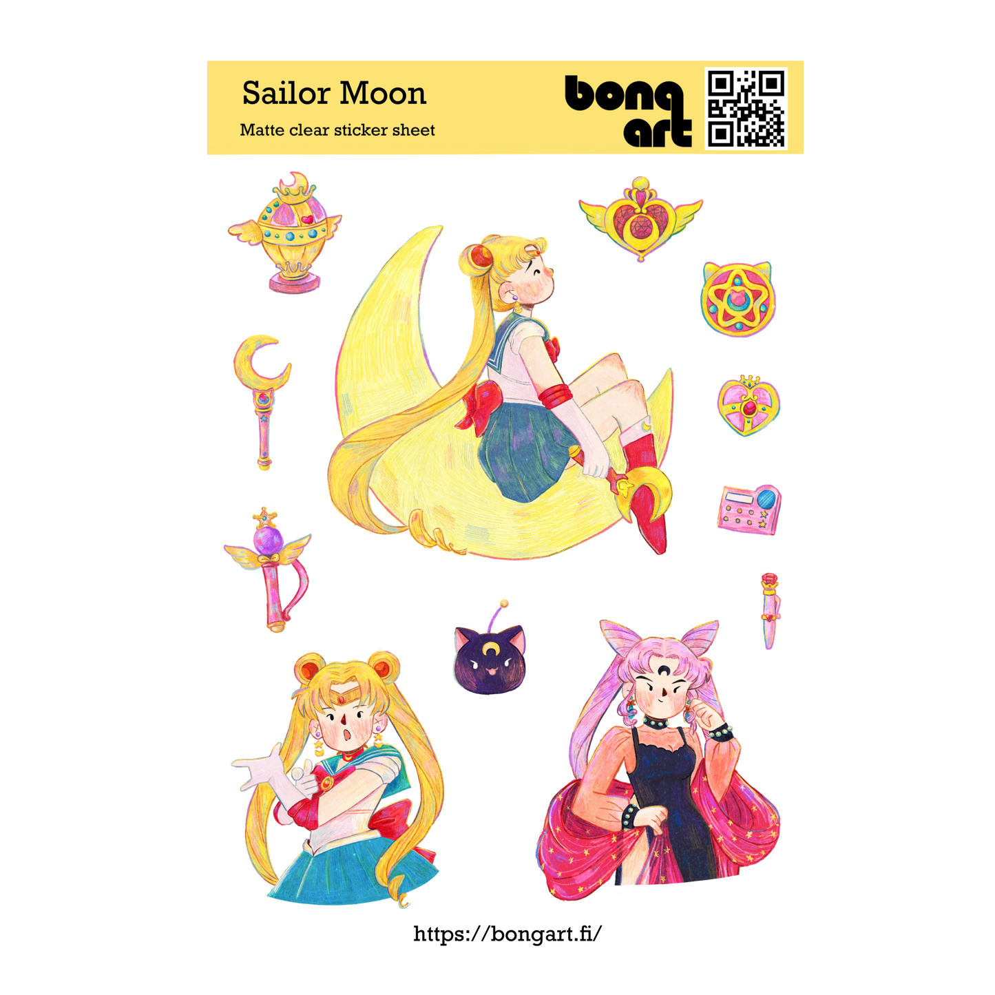 Sailor Moon | Waterproof Matte Clear Sticker Sheet
